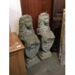 Pair of re-constituted stone lions