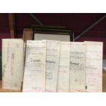 Six old mortgage deeds and conveyances plus other pictures and ephemera