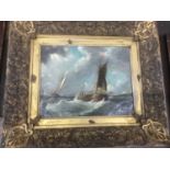 19th century English School oil on canvas Marine scene, gilt frame together with another of figures