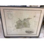 19th century framed map of Surrey by C. & I. Greenwood