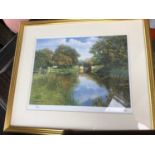 Graham Petley signed limited edition print- River scene together with a watercolour study of a mount