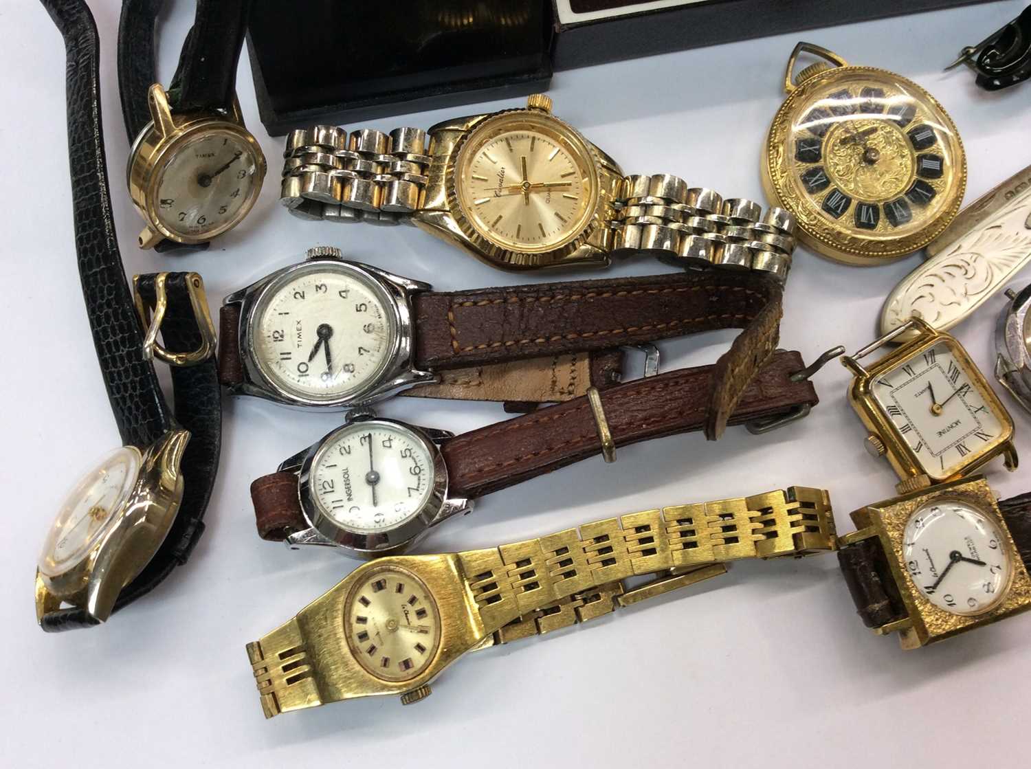 Various wristwatches including vintage Timex, silver and mother of pearl fruit knife, cufflinks, hat - Image 3 of 4