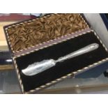 Victorian silver butter knife in fitted case