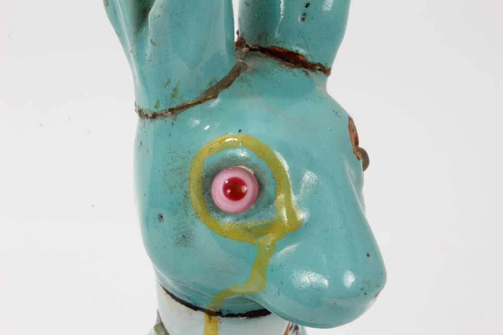 Unusual pottery figure, possibly of the March Hare, in a Galle style turquoise glaze, 27cm height - Image 4 of 8