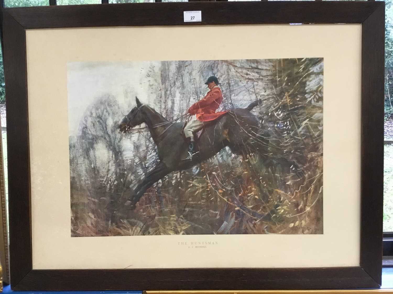 Munnings hunting print in oak frame