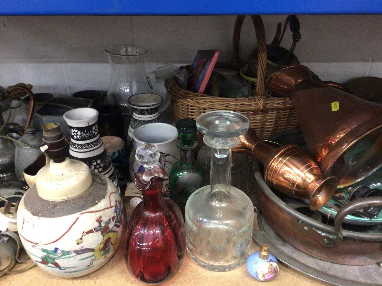 Sundry items, including glassware, pewter, ceramics, flatware, etc (one shelf) - Image 2 of 4