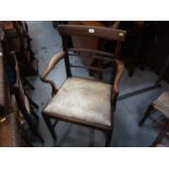 Georgian mahogany elbow chair and three 19th century side chairs