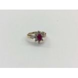9ct gold ruby and diamond flower head cluster ring