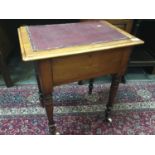 Unusual Victorian mahogany table of small proportions with frieze drawer on turned legs, together wi