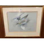 Simon Trinder (b.1958) watercolour - Curlew and Peregrine, signed, in glazed gilt frame