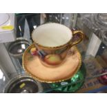 Royal Worcester cabinet cup and saucer hand painted with fruit