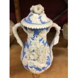 Impressive Victorian floral encrusted Parian vase and cover