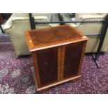 Burr walnut record cabinet with cross banded decoration 54 cm wide