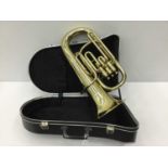 Boosey & Hawkes 400 brass baritone serial number 211073, with 11CB mouthpiece, cased, as new conditi