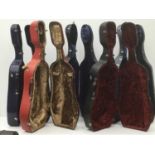 Five full size cello hard cases