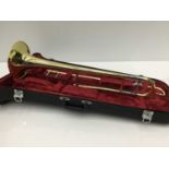 Yamaha brass trombone, Model M1, with Yamaha 12c mouthpiece, cased, as new condition