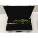 Blessing brass trumpet, serial number 498357, together with 7C mouthpiece, in case, as new condition