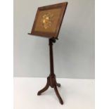 Italian inlaid mahogany music stand, fully adjustable for height and angle