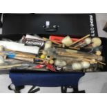 Very large collection of percussion mallets, sticks and beaters, generally unused and many still in