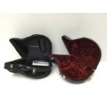Holton French horn case, black fabric finish and soft cover, together with another French horn case