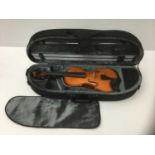 Modern Romanian three-quarter size violin in fitted case