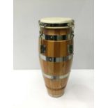 Floor standing conga drum, labelled Playa Azul, made in Mexico