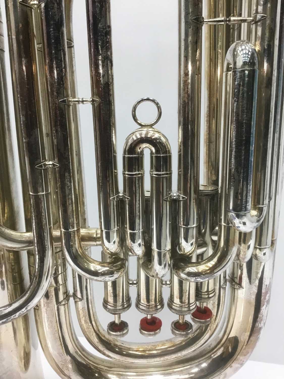 Weltklang silvered Bb four-valve tuba, 94cm high - Image 3 of 4