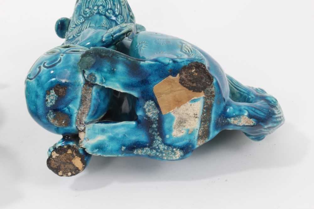 Pair of blue glazed Chinese or Japanese Dogs of Foo - Image 12 of 12