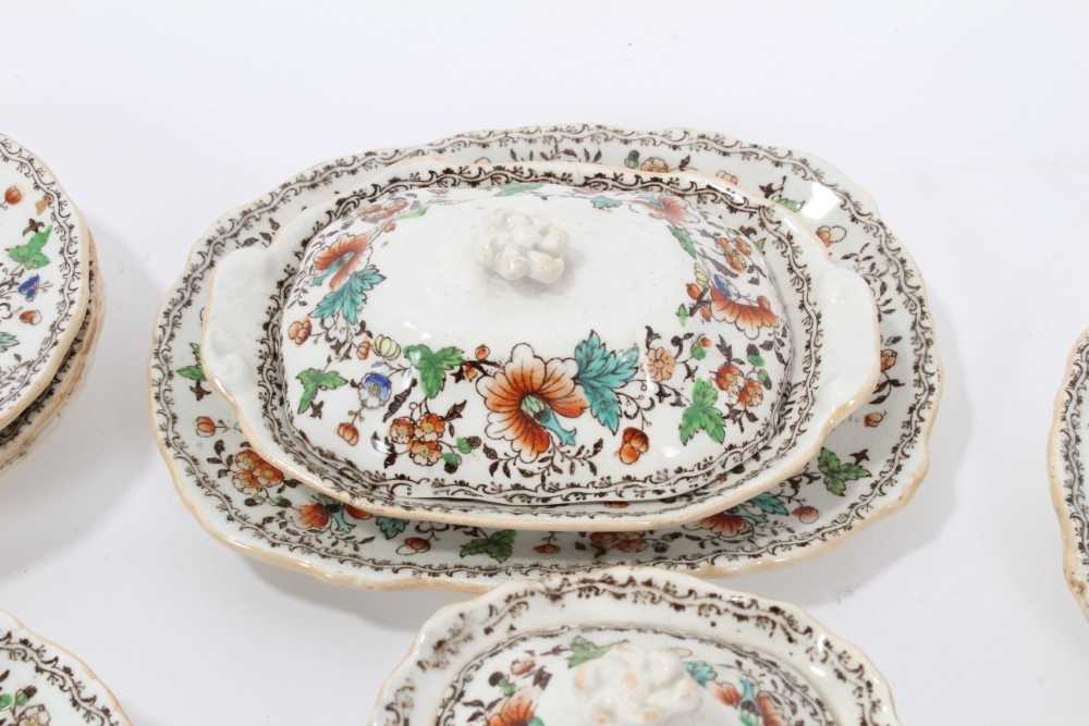 Early Victorian miniature 52 piece dinner set, probably Minton, transfer printed with an Oriental pa - Image 4 of 15