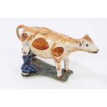 Prattware cow creamer and cover, c.1800