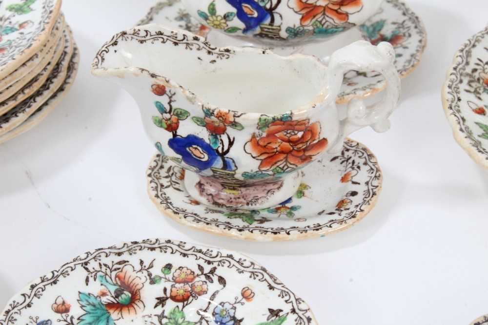 Early Victorian miniature 52 piece dinner set, probably Minton, transfer printed with an Oriental pa - Image 8 of 15