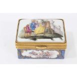 Good quality 18th/19th century continental ormolu-mounted porcelain box, painted with figural scenes