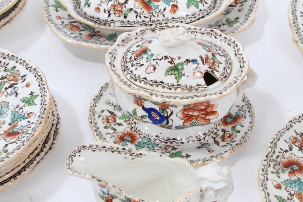 Early Victorian miniature 52 piece dinner set, probably Minton, transfer printed with an Oriental pa - Image 7 of 15