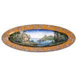 19th century Gien salver painted by A Marois