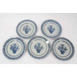 Five 18th century Chinese export plates