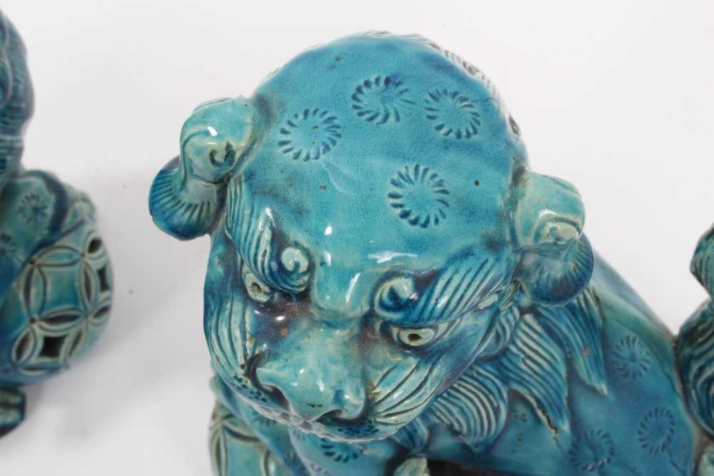 Pair of blue glazed Chinese or Japanese Dogs of Foo - Image 10 of 12