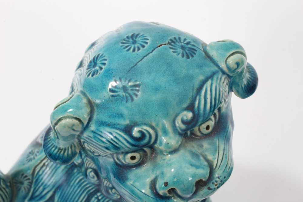 Pair of blue glazed Chinese or Japanese Dogs of Foo - Image 9 of 12