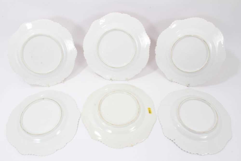 Set of six early 19th Century English porcelain plates, possibly by Flight, Barr and Barr, with gadr - Image 10 of 16