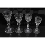 Four Georgian facet cut wine glasses