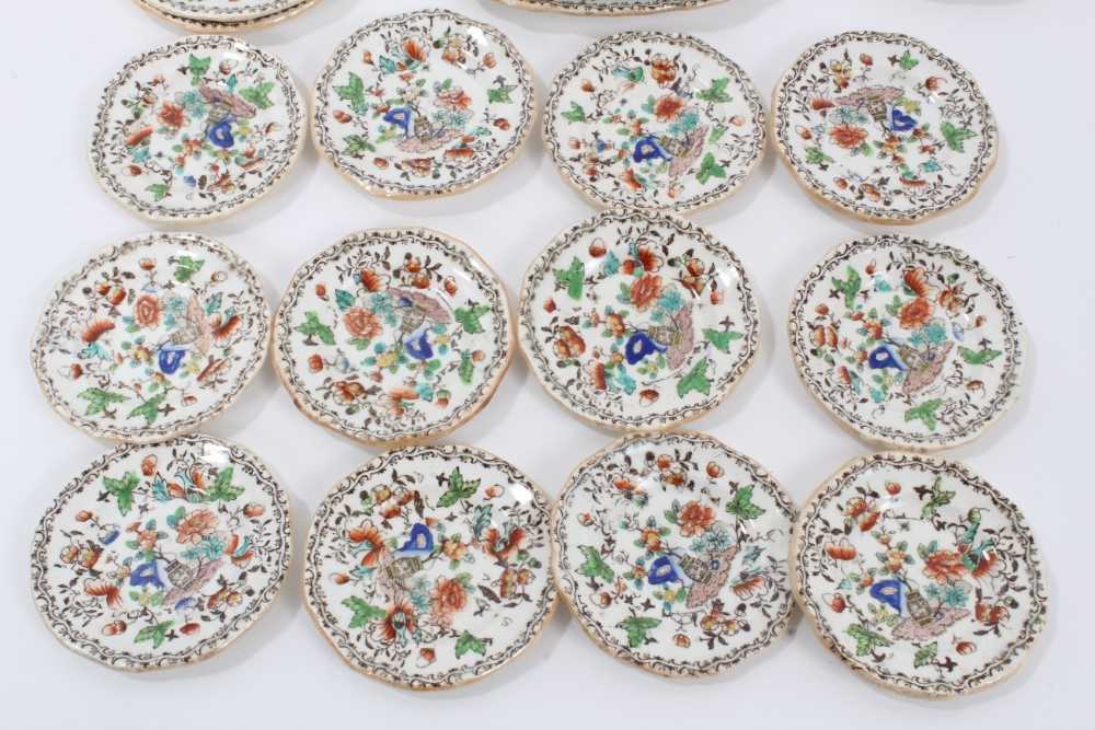 Early Victorian miniature 52 piece dinner set, probably Minton, transfer printed with an Oriental pa - Image 11 of 15