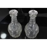 Pair cut glass decanters