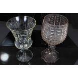 Victorian cut glass goblet and celery vase