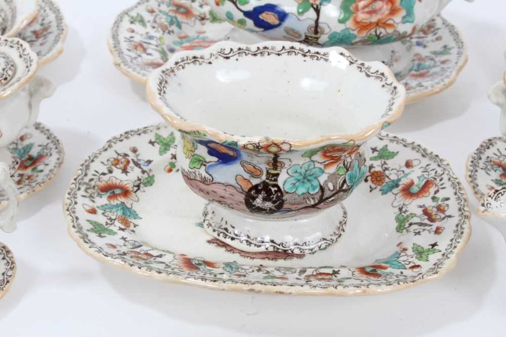 Early Victorian miniature 52 piece dinner set, probably Minton, transfer printed with an Oriental pa - Image 10 of 15