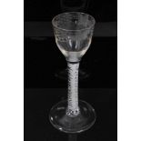 Georgian double series opaque twist wine glass, c.1765