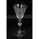 Georgian 'Newcastle' light baluster armorial wine glass