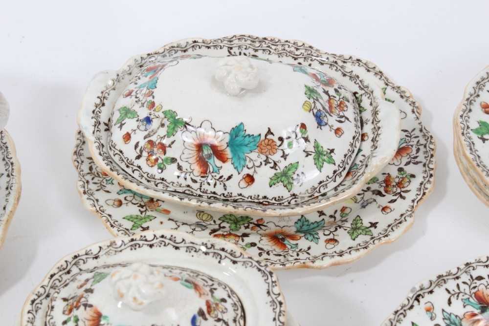 Early Victorian miniature 52 piece dinner set, probably Minton, transfer printed with an Oriental pa - Image 5 of 15