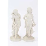 Attributed to Royal Worcester - pair of Parian ware figures