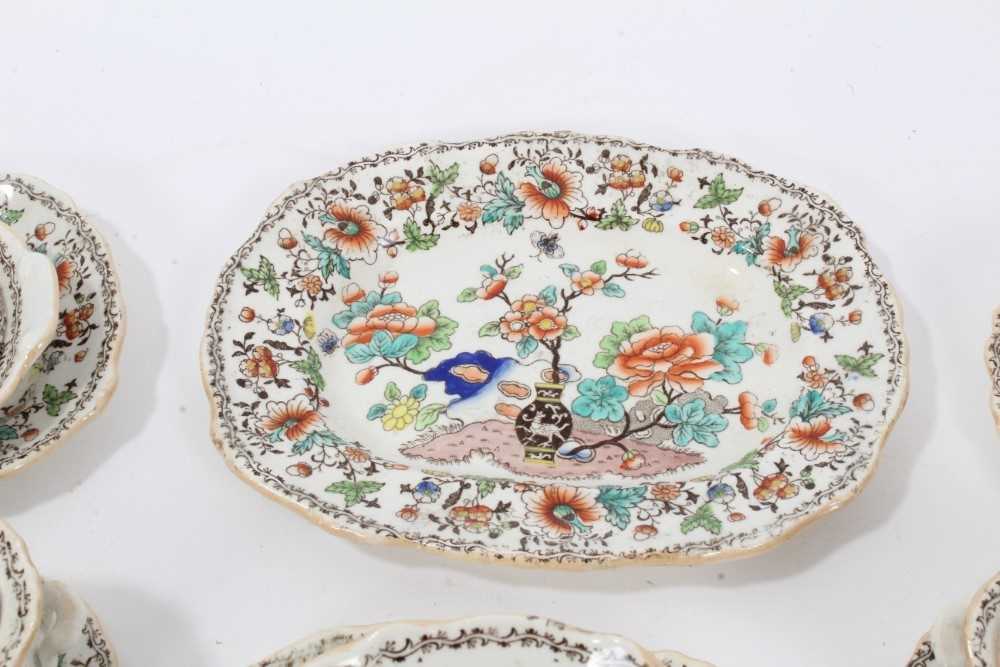 Early Victorian miniature 52 piece dinner set, probably Minton, transfer printed with an Oriental pa - Image 3 of 15