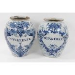 Pair of 18th Century Delft Tobacco Jars