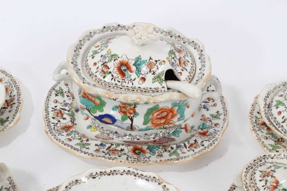 Early Victorian miniature 52 piece dinner set, probably Minton, transfer printed with an Oriental pa - Image 2 of 15